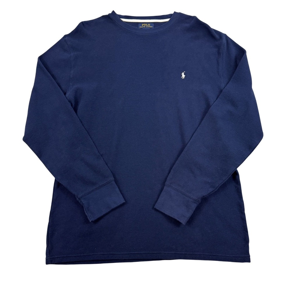 Polo Ralph Lauren Shirt Mens XL Blue Waffle Thermal Long Sleeve Crewneck Tee
